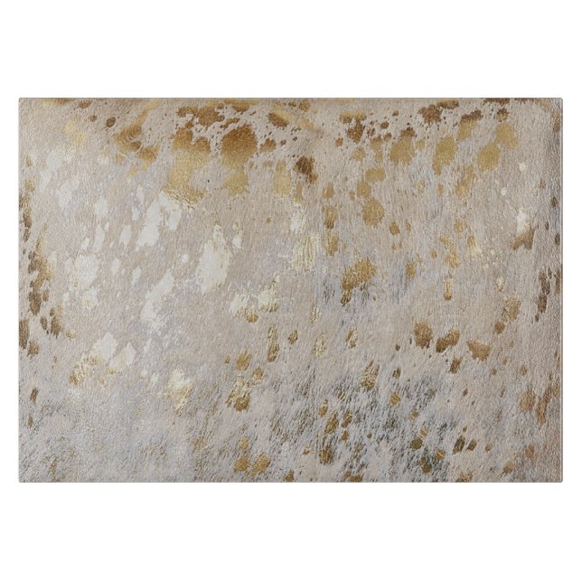 Gold Metallic Cowhide Print | Luxurious Cutting Board (Front)