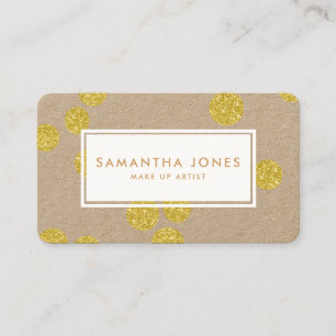 Gold Metallic Dots Classic Modern Make Up Artist Business Card