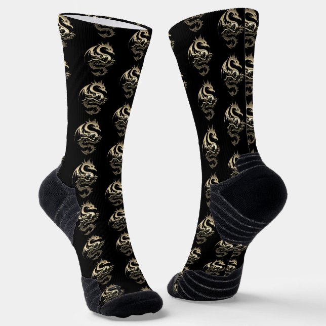Gold Metallic Dragon   Socks (Angled)