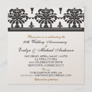 Gold Metallic Elegant 50th Anniversary Party Invitation