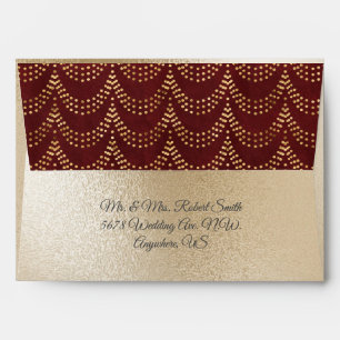 Gold Metallic Fairy Lights Elegant Red Wedding  En Envelope
