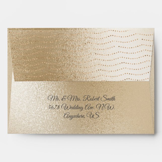 Gold Metallic Fairy Lights Wedding Envelope (Back (Top Flap))