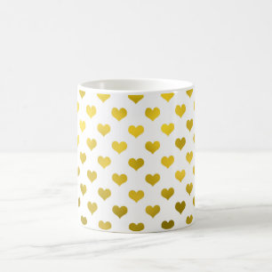Gold Metallic Faux Foil Hearts Polka Dot Heart Coffee Mug
