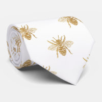 Gold Metallic Faux Foil Photo-Effect Bees on White
