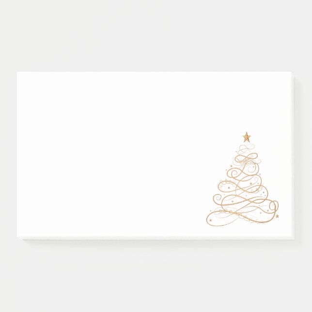 Gold Metallic Filigree Christmas Tree Minimalist Post-it Notes (Front)
