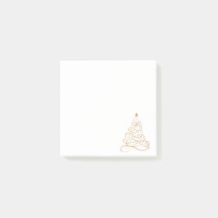 Gold Metallic Filigree Christmas Tree Minimalist Post-it Notes