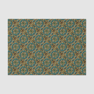 Gold Metallic Floral Art Nouveau Seamless Pattern Tissue Paper