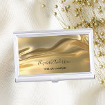 Gold metallic fluid name business card holder<br><div class="desc">Elegant,  glamourous fluid faux gold metallic background. Personalise and add your name and title.</div>