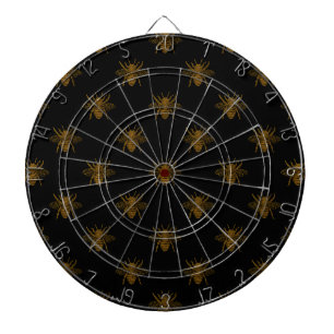Gold Metallic Foil Bees on Black Dartboard