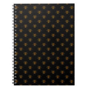 Gold Metallic Foil Bees on Black Notebook