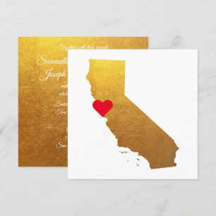 Gold Metallic Foil California Wedding Invitation