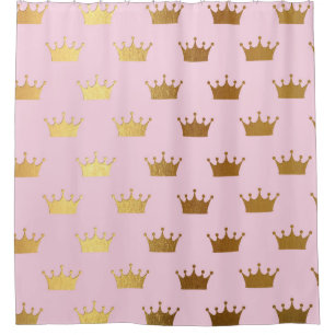 Gold Metallic Foil Crown Crowns Pink Royal Modern Shower Curtain