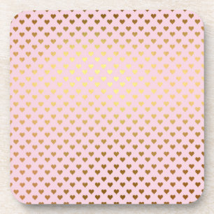 Gold Metallic Foil Heart Hearts Love Pink Modern Coaster