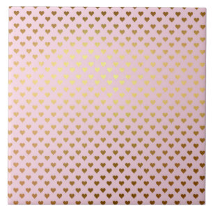 Gold Metallic Foil Heart Hearts Love Pink  Modern Tile