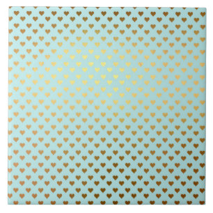 Gold Metallic Foil Heart Love Teal Aqua Modern Tile
