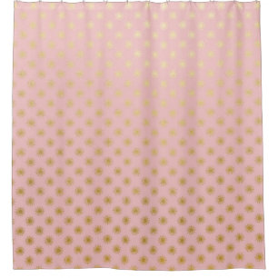 Gold Metallic Foil Polka Dots Pink Rose Modern Shower Curtain