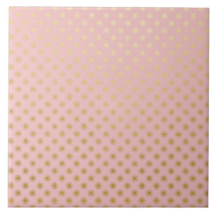 Gold Metallic Foil Polka Dots Pink Rose Modern Tile