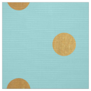 Gold Metallic Foil Polka Dots Teal Aqua Modern Fabric