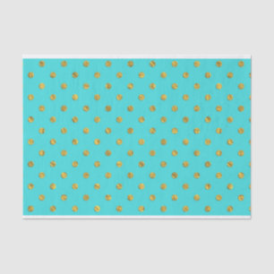Gold Metallic Foil Polka Dots Teal Aqua Modern Tissue Paper