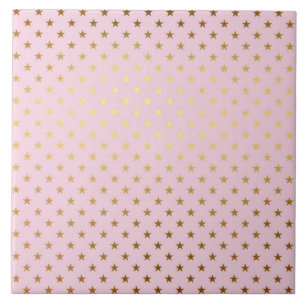 Gold Metallic Foil Star Stars Pink Rose Modern Tile