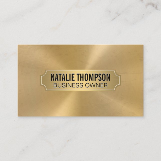 Gold Metallic Frame Silver Metal Brushed Business Card (Front)