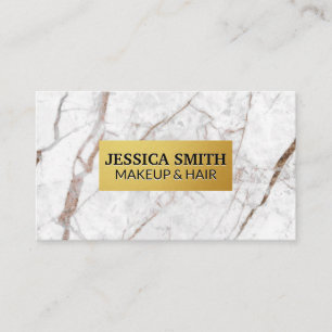 Gold Metallic Frame   White Marble Business Card