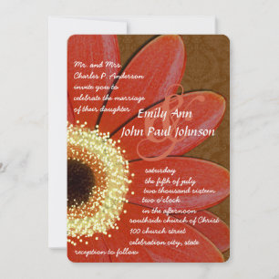 Gold Metallic Gerber Daisy Wedding Invitation