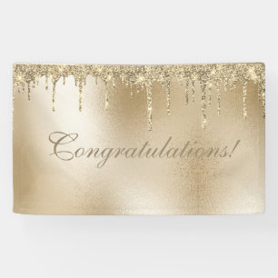 Gold Metallic Glitter Drip Elegant Celebration Banner