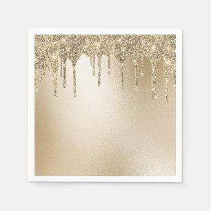 Gold Metallic Glitter Drip Elegant Napkin