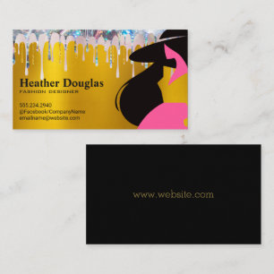 Gold Metallic   Glitter Drip   Fashion Model Business Card