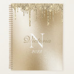 Gold Metallic Glitter Drip Monogram Elegant Planner<br><div class="desc">Gorgeous Faux gold metallic background with elegant faux glitter drip. Add your name and monogram and make this sweet planner your own. I cant get over how beautiful this simple planner is in this design. You’ll look forward to using this planner every day for your daily schedule.</div>