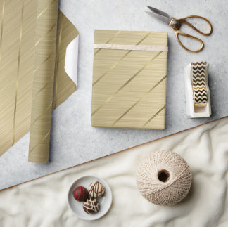 Gold Metallic Gold Striped Wrapping Paper