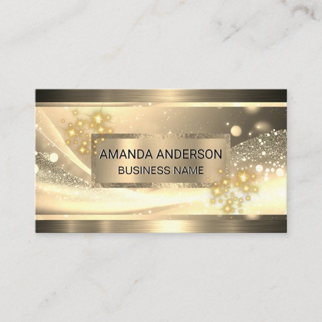 Gold Metallic | Golden Boke Sparkle Business Card (Front)