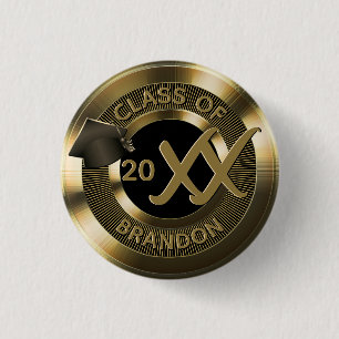 Gold Metallic Graduation Class Of 3 Cm Round Badge