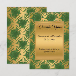 GOLD METALLIC GREEN FERN Thank you card