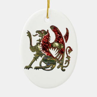 Gold Metallic Griffin Mediaeval Eagle Lion Ceramic Tree Decoration