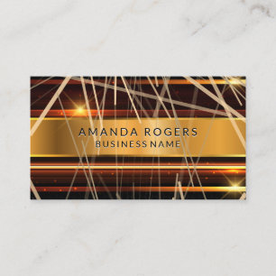 Gold Metallic High Shine Abstract Lines Business Card