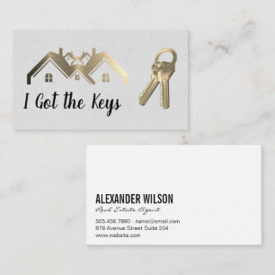 Gold Metallic Houses Logo   Keys Business Card