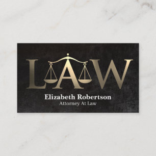 Gold Metallic Law   Justice Scales Business Card