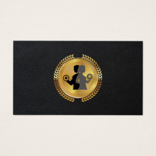 Gold Metallic Leaf Seal Leather Fitness Logo