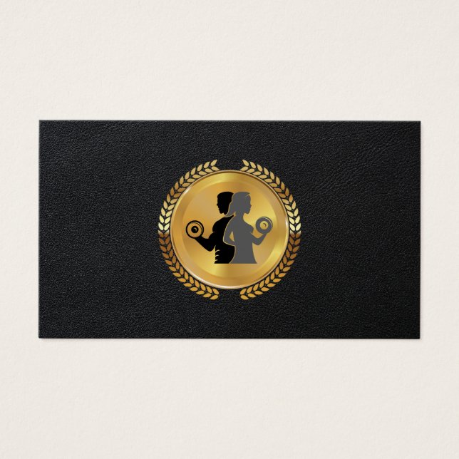 Gold Metallic Leaf Seal | Leather | Fitness Logo (Front)
