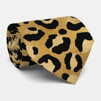 Gold Metallic Leopard Print Tie