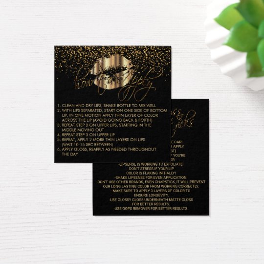 Gold Metallic Lip Colour Application Instructions Square Business Card
