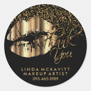 Gold Metallic Lipstick - Thank You Classic Round Sticker