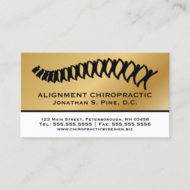 Gold Metallic-Look Chiropractor Appointment Cards (Front)