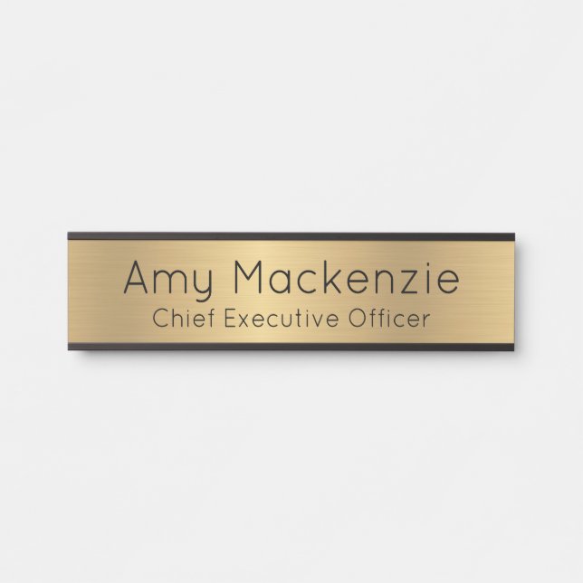 Gold Metallic Look Office Door Sign Name Plate (Front)