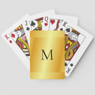 Gold Metallic Look Template Monogram Name Modern Playing Cards