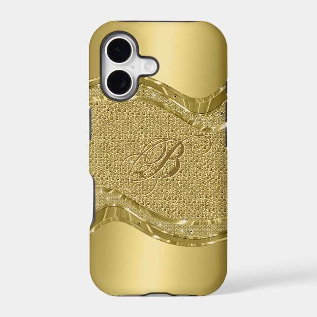 Gold Metallic Look With Diamonds Pattern (Back)