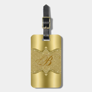 Gold Metallic Look With Diamonds Pattern 2 Luggage Tag