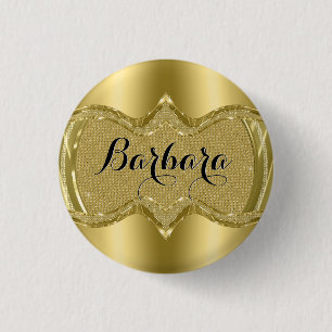 Gold Metallic Look With Diamonds Pattern 3 Cm Round Badge
